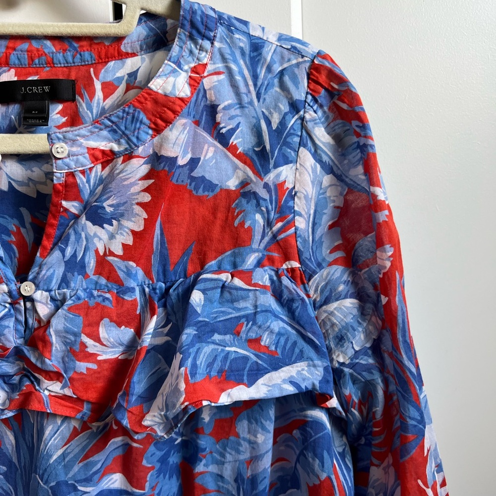 J Crew Top Ratti Rio Floral Print Ruffle Blouse Shirt - Picture 6 of 6